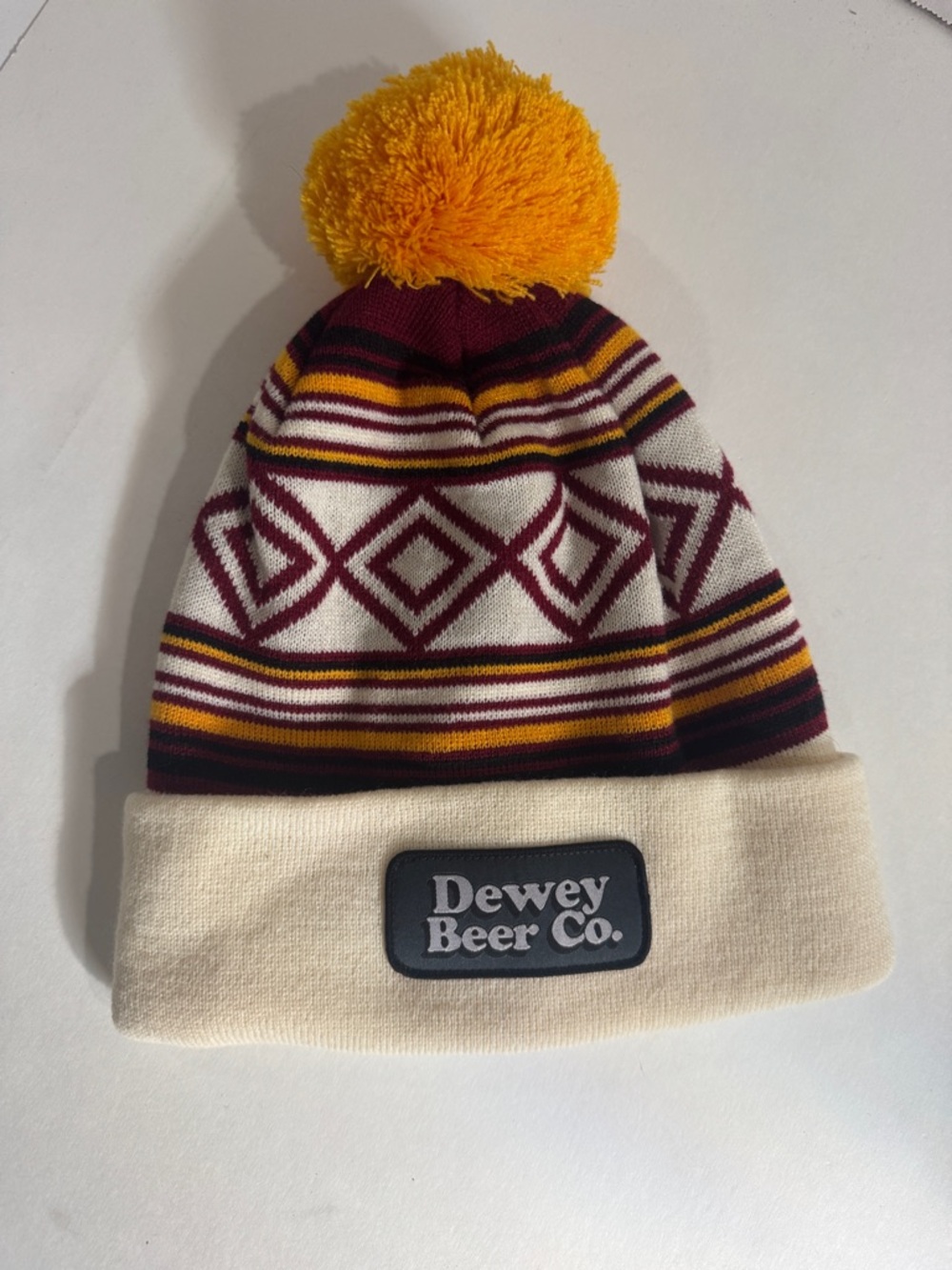 Dewey Beer Company knitted hat with puff top. NWOT